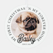 Pet's My First Christmas In Forever Home Modern メタルオーナメント (裏面)
