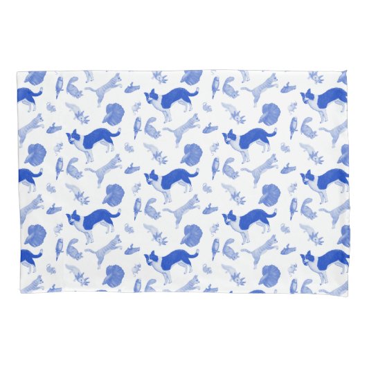 Pets on Parade Pillow Case (Blue) 枕カバー (正面)