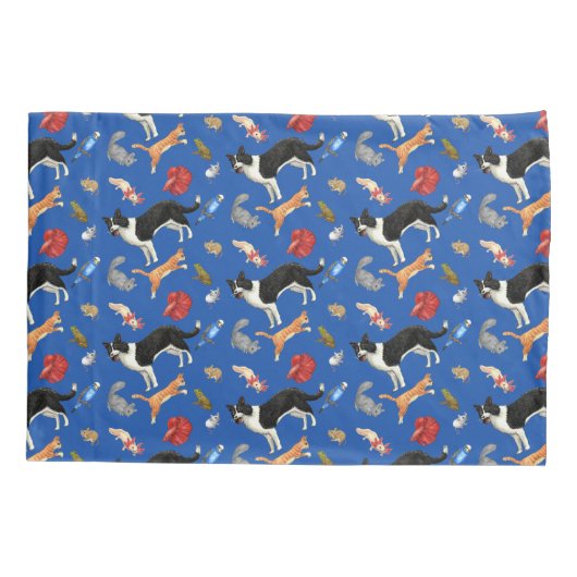 Pets on Parade Pillow Case (on Blue)  枕カバー (裏面)