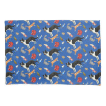 Pets on Parade Pillow Case (on Blue) 