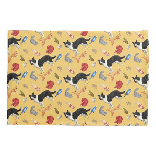 Pets on Parade Pillow Case (on Yellow) 枕カバー (裏面)