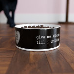 Pets Paw Print Heart Monogrammed Black Cat Bowl ボウル<br><div class="desc">Add your little fur-baby's name and initial to this black cat food bowl.</div>