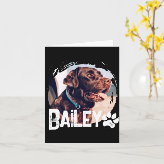 Pets Simple Modern Cool Nge Name And Photo  カード (黄色い花)