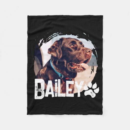 Pets Simple Modern Cool Nge Name And Photo  フリースブランケット (正面)