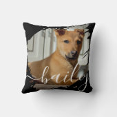 Pet's Simple Modern Elegant Chic Name and Photo クッション (裏面)