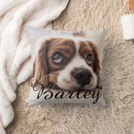 Pet's Simple Modern Elegant Chic Name and Photo  クッション (ブランケット)