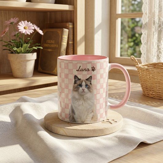 Pet's Simple Modern Name and Photo マグカップ