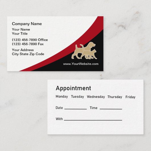 Pets Veterinarian Appointment Cards 名刺 (正面/裏面)