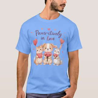 Pets with Love Flowers Paws itively in Love vintag Tシャツ