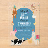 Petting Zoo Party Animals Barnyard Birthday Boy アクリル招待状 (正面)
