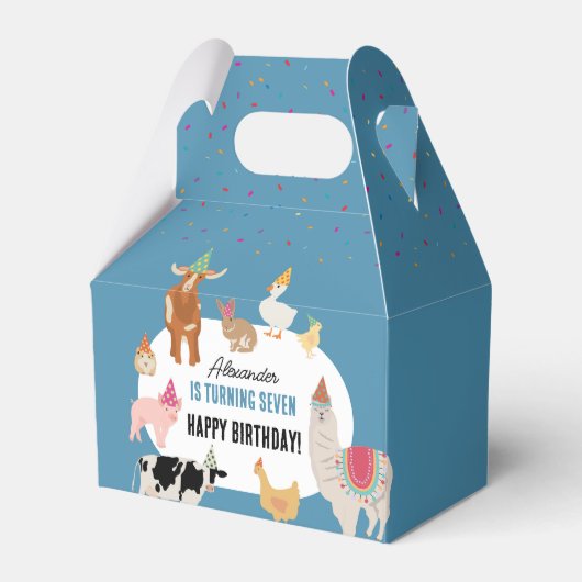 Petting Zoo Party Animals Barnyard Birthday Boy フェイバーボックス (正面サイド)