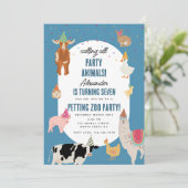 Petting Zoo Party Animals Barnyard Birthday Boy 招待状 (スタンド正面)