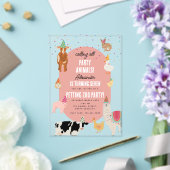 Petting Zoo Party Animals Barnyard Birthday Girl アクリル招待状 (インサイチュ (ウェディング))