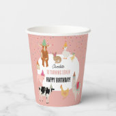 Petting Zoo Party Animals Barnyard Birthday Girl 紙コップ (裏面)