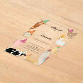 Petting Zoo Party Animals Barnyard Birthday Kids アクリル招待状 (レイダウン)