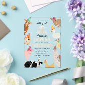 Petting Zoo Party Animals Barnyard Birthday Kids アクリル招待状 (インサイチュ (ウェディング))