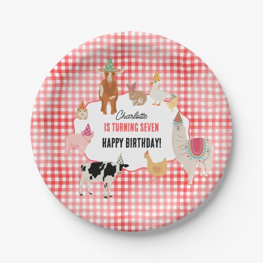 Petting Zoo Party Animals Barnyard Birthday Kids ペーパープレート (正面)