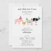 Petting Zoo Party Animals Barnyard Birthday Kids 招待状 (正面)