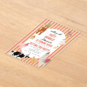 Petting Zoo Party Animals Barnyard Birthday Theme アクリル招待状 (レイダウン)