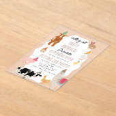 Petting Zoo Party Animals Barnyard Birthday Theme アクリル招待状 (レイダウン)