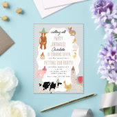 Petting Zoo Party Animals Barnyard Birthday Theme アクリル招待状 (インサイチュ (ウェディング))