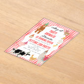 Petting Zoo Party Animals Barnyard Birthday Theme アクリル招待状 (レイダウン)