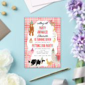 Petting Zoo Party Animals Barnyard Birthday Theme アクリル招待状 (インサイチュ (ウェディング))