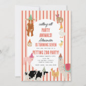 Petting Zoo Party Animals Barnyard Birthday Theme 招待状 (正面)