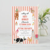 Petting Zoo Party Animals Barnyard Birthday Theme 招待状 (スタンド正面)