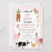 Petting Zoo Party Animals Barnyard Birthday Theme 招待状 (正面)