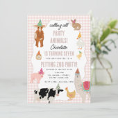 Petting Zoo Party Animals Barnyard Birthday Theme 招待状 (スタンド正面)
