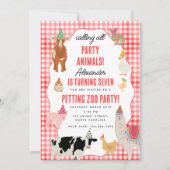 Petting Zoo Party Animals Barnyard Birthday Theme 招待状 (正面)