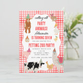 Petting Zoo Party Animals Barnyard Birthday Theme 招待状 (スタンド正面)