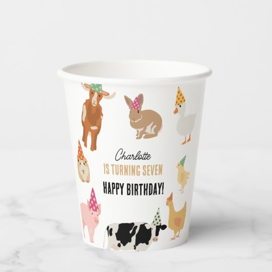 Petting Zoo Party Animals Barnyard Birthday Theme 紙コップ (正面)