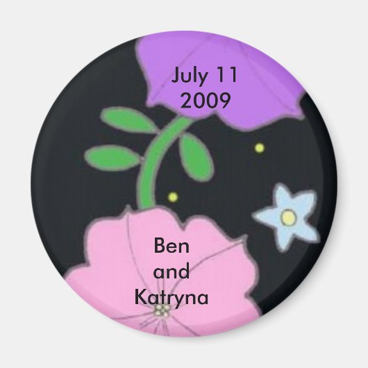 Petunia on Black日付の保存 マグネット (正面)