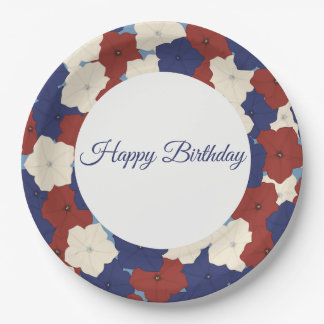 Petunias Paper Plate - Happy Birthday ペーパープレート