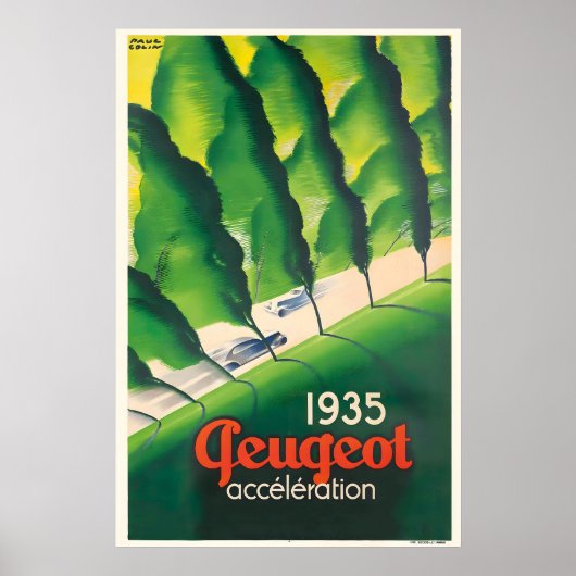 Peugeot Automobile 1935 Vintage Car Poster ポスター (正面)