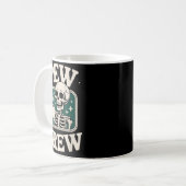 Pew Crew Skeleton With Coffee, Funny Church Tee コーヒーマグカップ (正面左)