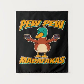 Pew Pew Duck | Duck Pattern Throw Blanket タペストリー