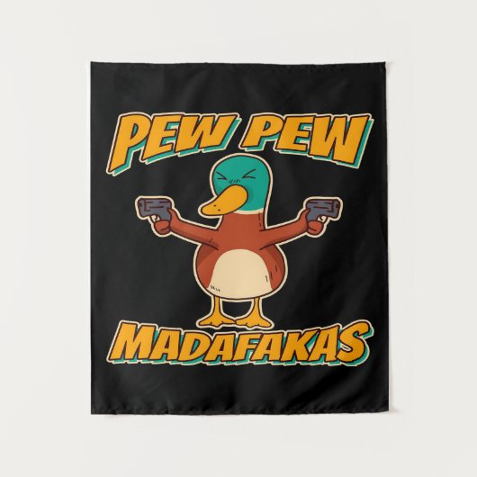 Pew Pew Duck | Duck Pattern Throw Blanket タペストリー (正面)