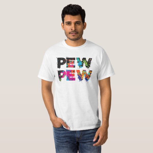 Pew Pew - Funny Paintball Tシャツ (正面フル)