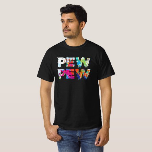 Pew Pew - Funny Paintball Tシャツ (正面フル)