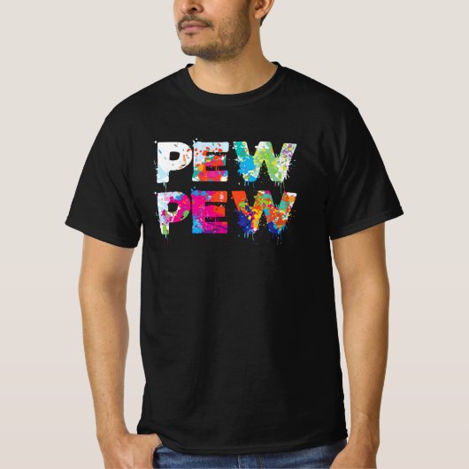 Pew Pew - Funny Paintball Tシャツ (正面)