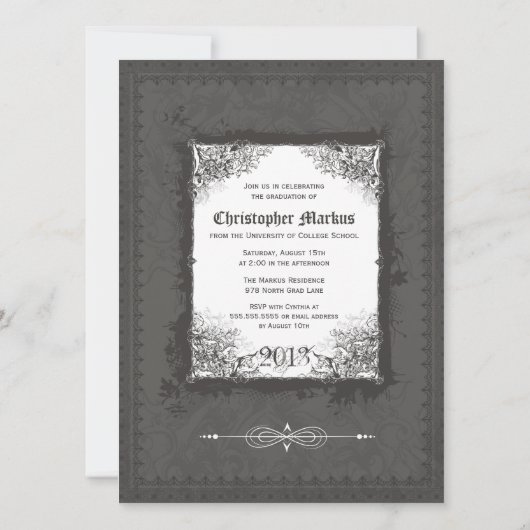 Pewterフレーム写真卒業パーティーの招待 招待状 (裏面)