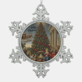 Pewter Snowflake Nativity Santa Ornament スノーフレークピューターオーナメント (正面)