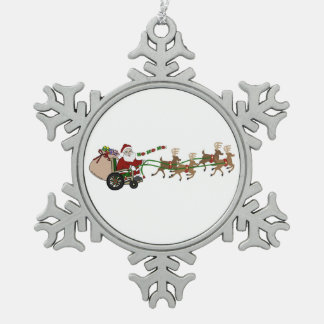 Pewter Snowflake Ornament - Wheelchair Santa スノーフレークピューターオーナメント