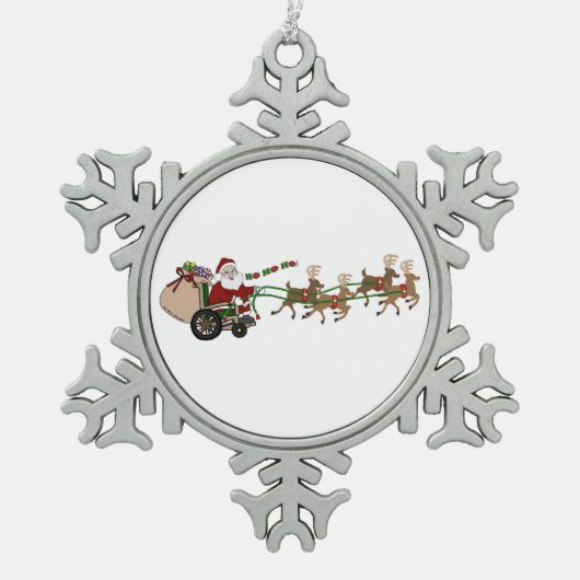 Pewter Snowflake Ornament - Wheelchair Santa スノーフレークピューターオーナメント (正面)