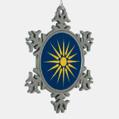 Pewter Snowflake Ornament with Macedonia Flag スノーフレークピューターオーナメント (左)