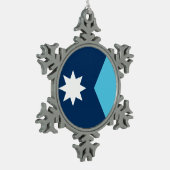 Pewter Snowflake Ornament with Minnesota Flag スノーフレークピューターオーナメント (左)