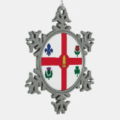 Pewter Snowflake Ornament with Montreal Flag スノーフレークピューターオーナメント (左)
